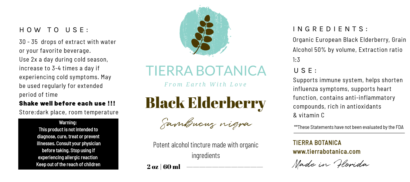 Black Elderberry (Sambucus nigra) 2 oz (60ml)